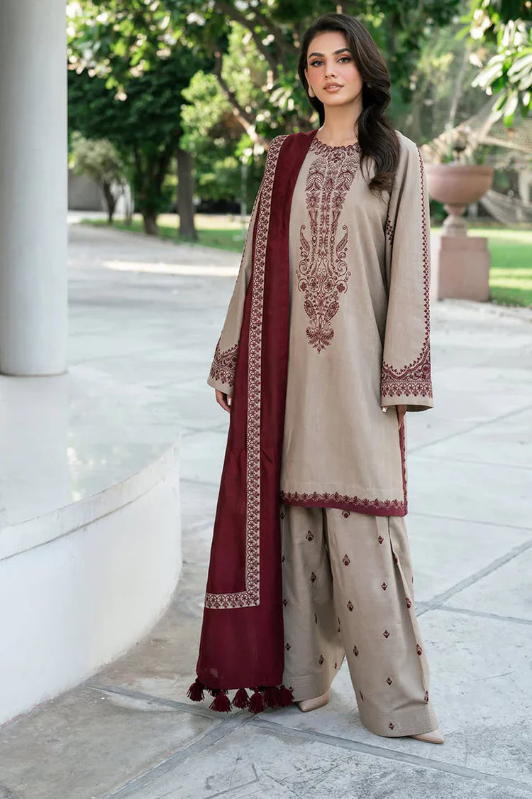 BAROQUE-3PC KHADDAR EMBROIDERED