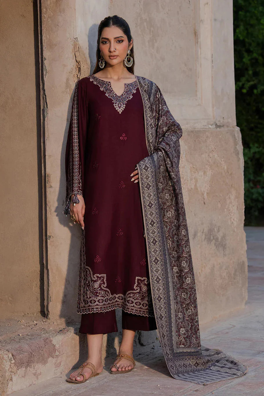 IZEL - 3PC DHANAK EMBROIDERED